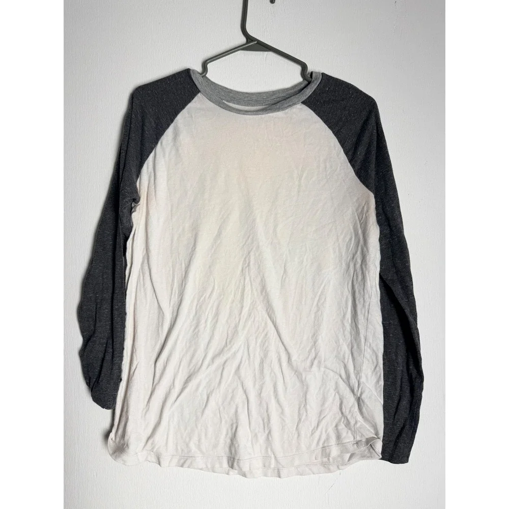 Old Navy Boys XXL 18 Baseball Tee Raglan Shirt Gray White Long Sleeve Regular